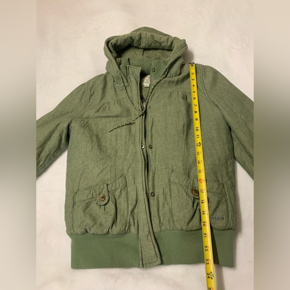 Roxy Women's Hooded Jacket Quilted Lining 100% Cotton Pockets Green Size L - Picture 6 of 10